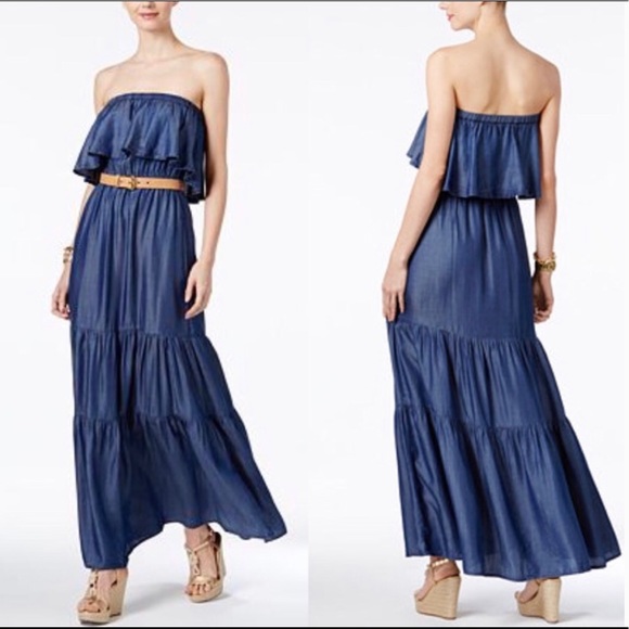 michael kors denim maxi dress